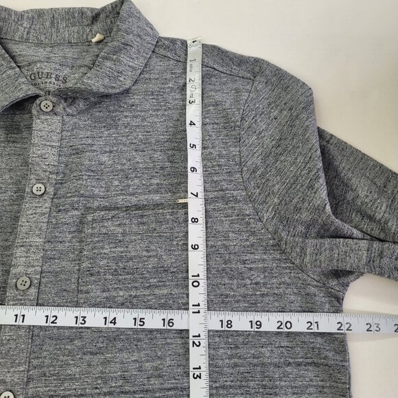 Guess Shirt Mens XL Heathered Grey Knit Long Sleeve Button Up Pocket Stretch - Picture 10 of 12